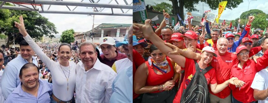 Miles de partidarios de la oposición y del chavismo se congregaron en La Victoria